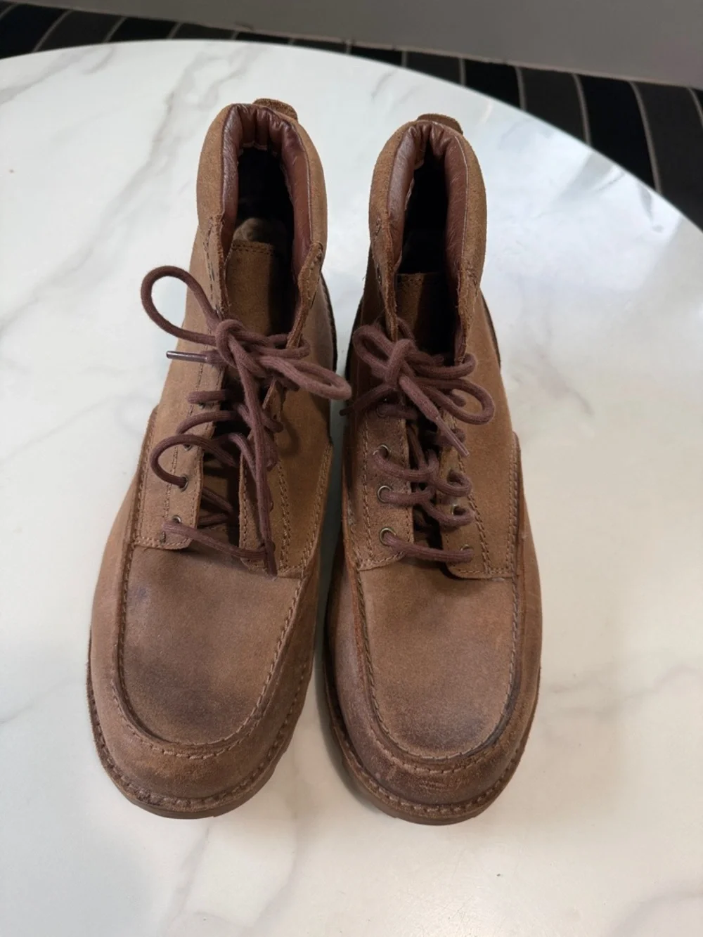 UGG Men's Tan Suede Lace-Up Moc Toe Boots
